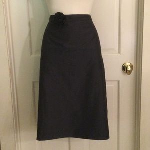 Doncaster Navy Silk Taffeta Skirt W/Rosette Belt